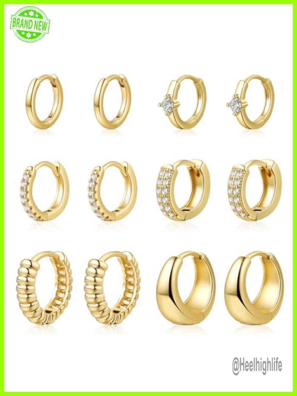 14K Gold Plated Hoop Earrings Set Hypoallergenic Huggie Hoops for Sensitive